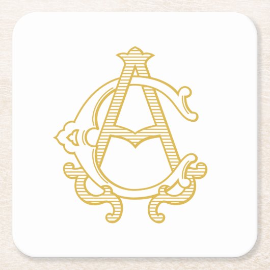 BEWERKBARE KLEUR AC Monogram CA Monogram Onderzett Kartonnen Onderzetters (Voorkant)