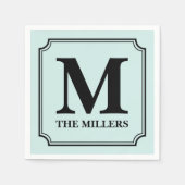 Bewerkbare kleur Achtergrond Naam Monogram Servetten (Voorkant)