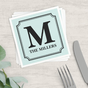 Bewerkbare kleur Achtergrond Naam Monogram Servetten