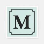 Bewerkbare kleur achtergrond ticket rand monogram servetten (Voorkant)