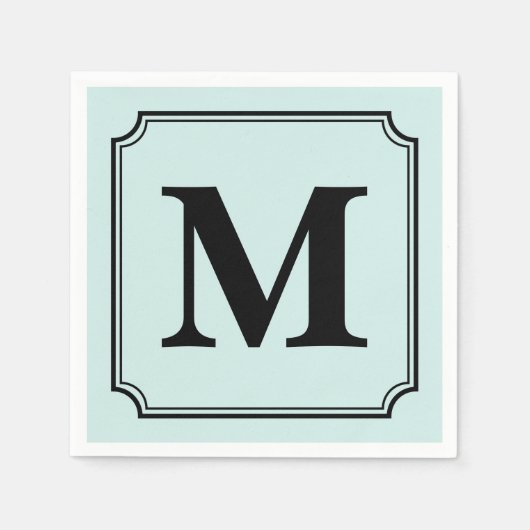 Bewerkbare kleur achtergrond ticket rand monogram servetten (Voorkant)