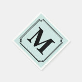 Bewerkbare kleur achtergrond ticket rand monogram servetten (Hoek)