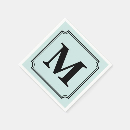 Bewerkbare kleur achtergrond ticket rand monogram servetten (Hoek)