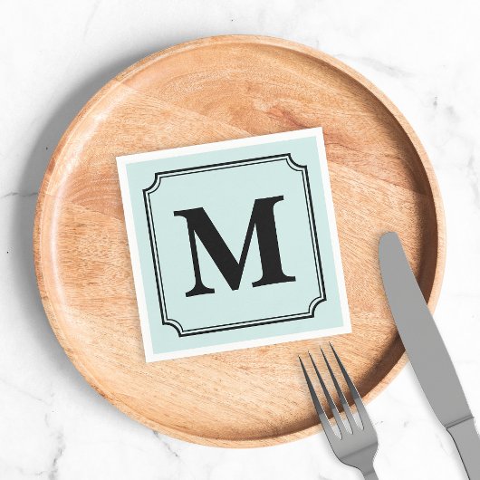 Bewerkbare kleur achtergrond ticket rand monogram servetten