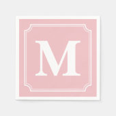 Bewerkbare kleur achtergrond wit rand monogram servetten (Voorkant)