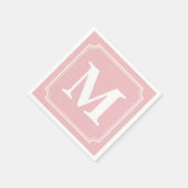 Bewerkbare kleur achtergrond wit rand monogram servetten (Hoek)