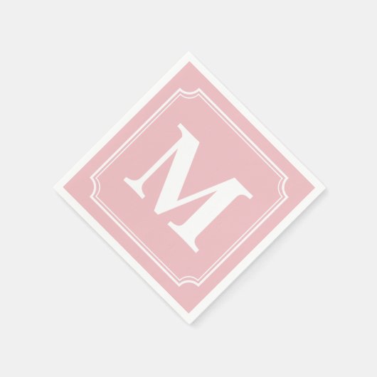 Bewerkbare kleur achtergrond wit rand monogram servetten (Hoek)