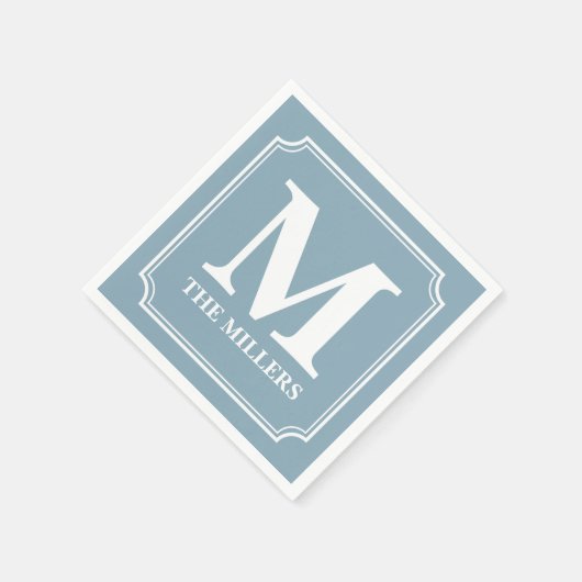 Bewerkbare kleur Achtergrond Witte Naam Monogram Servet (Hoek)