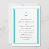 Bewerkbare kleur anker en witte strepen bruiloft kaart (Voorkant)