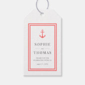 Bewerkbare kleur anker witte strepen bruiloft cadeaulabel (Voorkant)