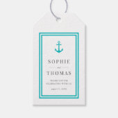 Bewerkbare kleur anker witte strepen bruiloft cadeaulabel (Voorkant)