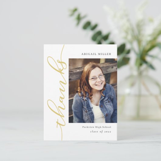 Bewerkbare kleur bij zijschrijven Dank u Briefkaar Briefkaart (Staand voorkant)