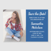 Bewerkbare kleur Blauw Afstuderen Foto Opslagdatum (Voorkant)