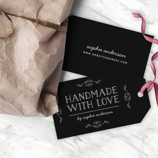 Bewerkbare kleur bloeit handgemaakt met liefde cadeaulabel