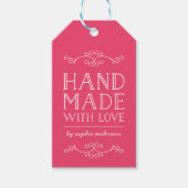 Bewerkbare kleur bloeit handgemaakt met liefde cadeaulabel (Voorkant)