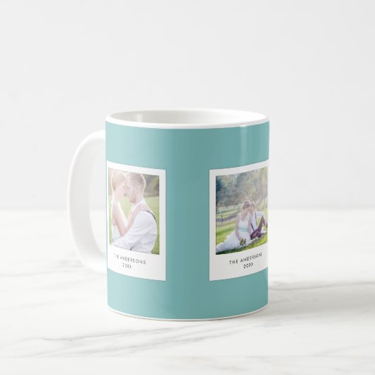 Bewerkbare kleur bruiloft Instant Fotostijl Koffiemok (Voorkant links)