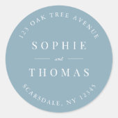 Bewerkbare kleur Bruiloft Retouradres Modern Ronde Sticker (Voorkant)