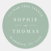 Bewerkbare kleur Bruiloft Retouradres Modern Ronde Sticker (Voorkant)