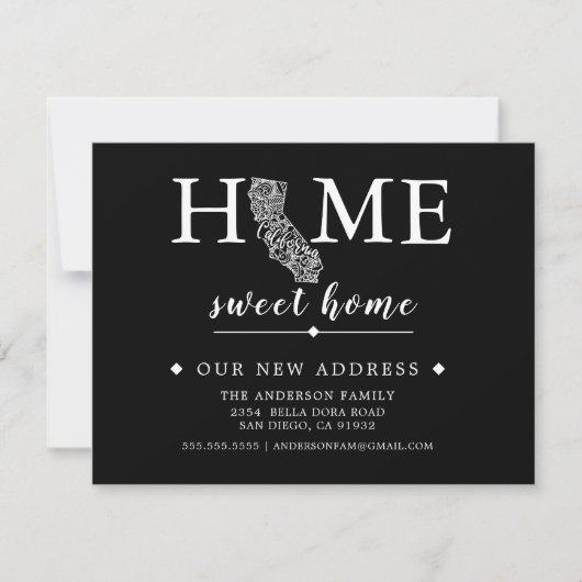 Bewerkbare kleur CALIFORNIA Bewegende Aankondiging (Voorkant)