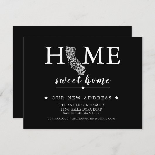 Bewerkbare kleur CALIFORNIA Bewegende Aankondiging (Voorkant / Achterkant)