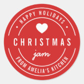 BEWERKBARE Kleur Christmas Jam Keuken Feestdagen Ronde Sticker (Voorkant)