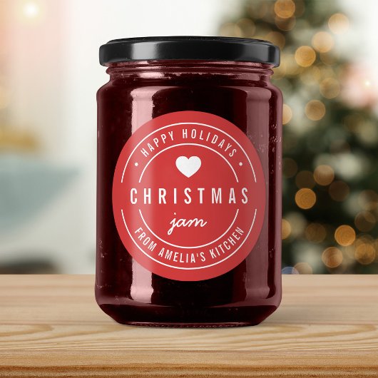BEWERKBARE Kleur Christmas Jam Keuken Feestdagen Ronde Sticker