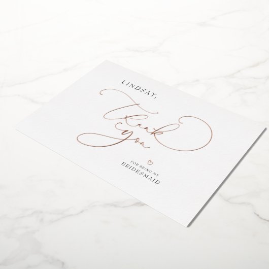 Bewerkbare Kleur Cute Script Bruidsmeisje Bedankt Folie Uitnodiging (Gedraaid)