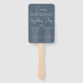 Bewerkbare kleur Dusty Blue Wedding Timeline Handwaaier (Achterkant)