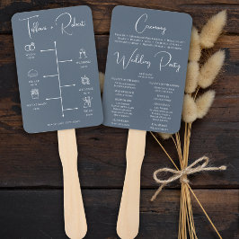 Bewerkbare kleur Dusty Blue Wedding Timeline Handwaaier