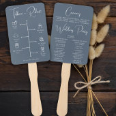 Bewerkbare kleur Dusty Blue Wedding Timeline Handwaaier