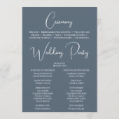 Bewerkbare kleur Dusty Blue Wedding Timeline Programmakaart (Achterkant)