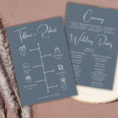 Bewerkbare kleur Dusty Blue Wedding Timeline Programmakaart