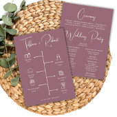 Bewerkbare kleur Dusty Pink Wedding Tijdlijn Programmakaart