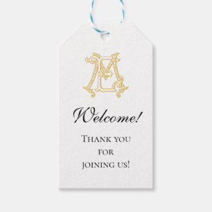 BEWERKBARE KLEUR EM Monogram ME Logo Favor Tag Cadeaulabel