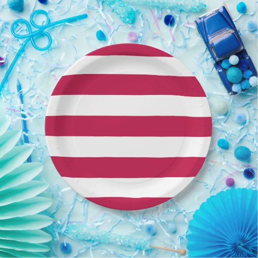 Bewerkbare kleur en grote witte strepen papieren bordje (Feest)