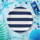 Bewerkbare kleur en grote witte strepen papieren bordje (Feest)