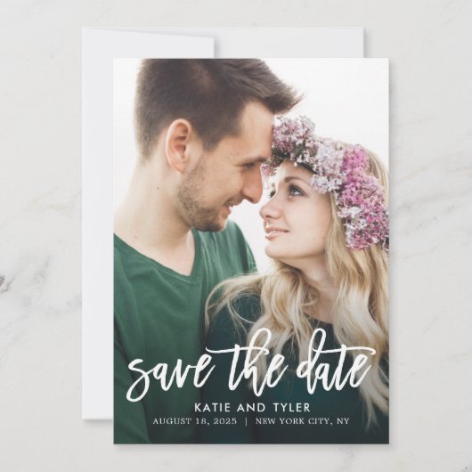 Bewerkbare kleur geborsteld charm opslaan Datum Ka Bedankkaart (Voorkant)