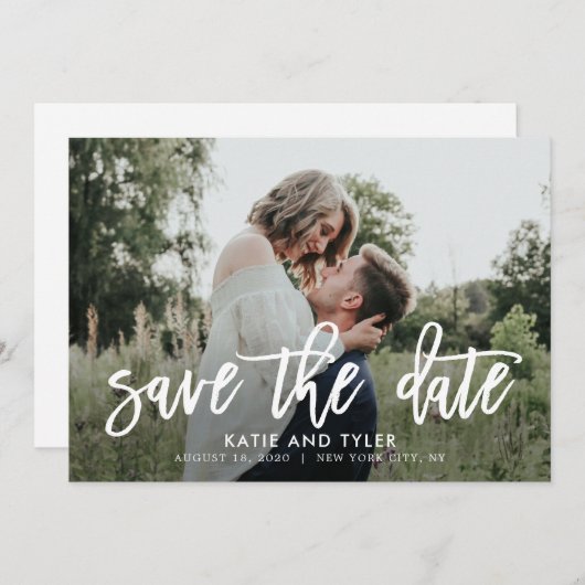 Bewerkbare kleur geborsteld charm opslaan Datum ka Bedankkaart (Voorkant / Achterkant)