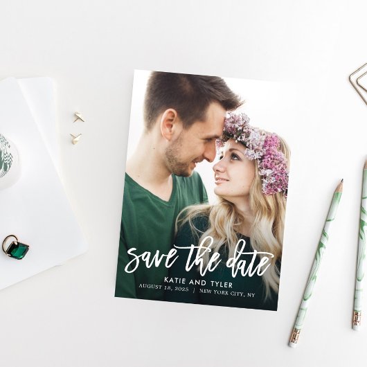 Bewerkbare kleur geborsteld charm opslaan Datum Ka Bedankkaart