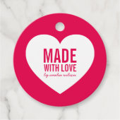 Bewerkbare Kleur Gemaakt met Liefde Witte Hart Lab Bedankjes Labels (Voorkant)
