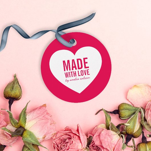 Bewerkbare Kleur Gemaakt met Liefde Witte Hart Lab Bedankjes Labels