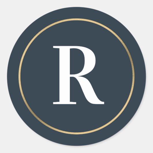 BEWERKBARE KLEUR Gewoon chique monogram envelop af Ronde Sticker (Voorkant)