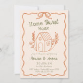 Bewerkbare Kleur Handgetrokken Sweet House Warming Kaart (Voorkant)