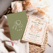 Bewerkbare Kleur Handgetrokken Sweet House Warming Kaart