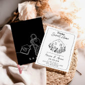 Bewerkbare kleur Handgetrokken Sweet House Warming Kaart