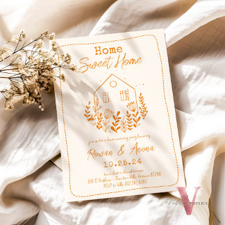 Bewerkbare kleur Handgetrokken Sweet House Warming Kaart