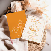 Bewerkbare kleur Handgetrokken Sweet House Warming Kaart