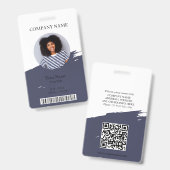 Bewerkbare kleur ID foto, QR & barcode medewerker Badge (Voor- en achterkant)