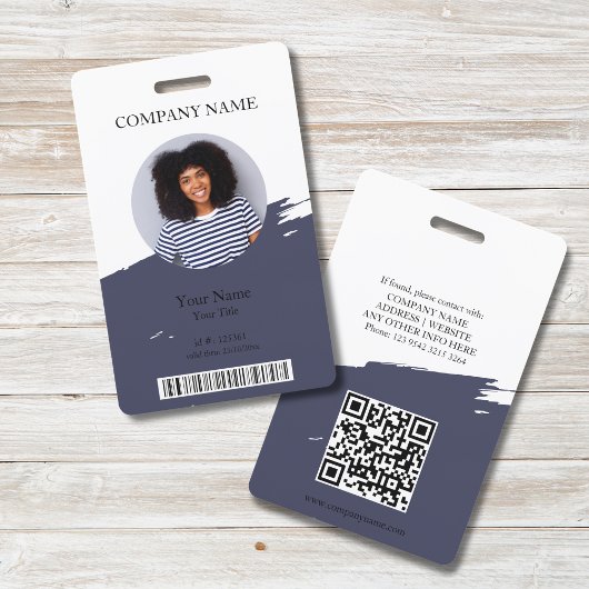 Bewerkbare kleur ID foto, QR & barcode medewerker Badge
