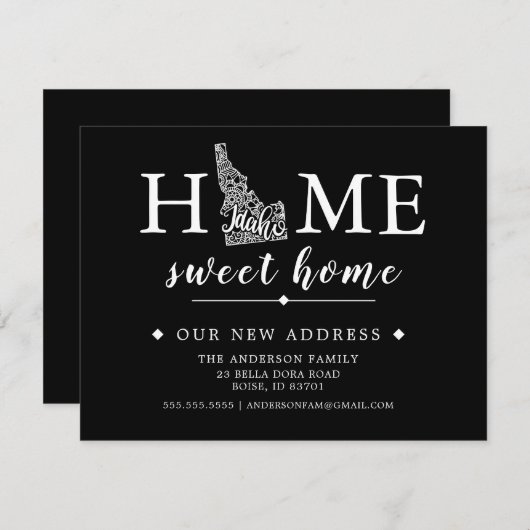 Bewerkbare kleur IDAHO Bewegende aankondiging (Voorkant / Achterkant)